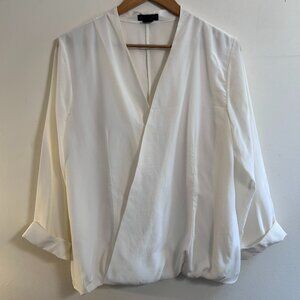 AS by DF Cecile Silk Cross-Front White Blouse Women's Large